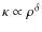 $\kappa
\propto \rho^\delta$