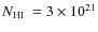$\mbox{$N_{{\rm HI}}$ }= 3 \times 10^{21}$