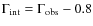 $\Gamma_{\rm int}=\Gamma_{\rm obs}-0.8$