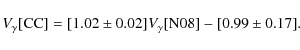 \begin{displaymath}%
V_{\gamma} {{\rm\tiny [CC]}} = [1.02 \pm 0.02]
V_{\gamma}{{\rm\tiny [N08]}} - [0.99 \pm 0.17].
\end{displaymath}