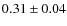 $0.31\pm 0.04$