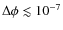 $\Delta \phi \lesssim 10^{-7}$
