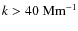 $k > 40~{\rm Mm}^{-1}$
