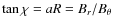 $\tan\chi=aR=B_r/B_{\theta}$