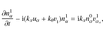 \begin{displaymath}
\frac{\partial n^1_{\alpha}}{\partial
t}-{\rm i}(k_xu_{\alph...
...\parallel})n^1_{\alpha}=
{\rm i}k_xn_{\alpha}^0v^1_{\alpha_x},
\end{displaymath}