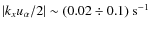 $\vert k_x u_{\alpha}/2\vert\sim (0.02\div 0.1)~{\rm s}^{-1}$