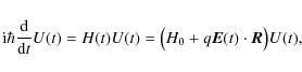 \begin{displaymath}%
{\rm i}\hbar\frac{{\rm d}}{{\rm d} t} U(t) = H(t) U(t)
= \big(H_0 + q\vec{E}(t)\cdot\vec{R}\big) U(t),
\end{displaymath}