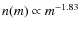 $n(m)\propto m^{-1.83}$