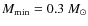 $M_{\min}=0.3 ~M_{\odot}$