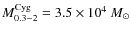 $M_{0.3-2}^{\rm Cyg}=3.5 \times 10^4 ~M_{\odot}$
