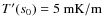 $T'(s_0) = 5~{\rm mK/m}$