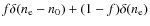 $f \delta(\ensuremath{n_{{\rm e}}} -n_0) + (1-f)\delta(\ensuremath{n_{{\rm e}}} )$