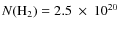 $N({{\rm H}}_2)=2.5~\times~10^{20}$