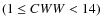 $(1 \le CWW < 14)$