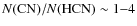 $N({\rm CN})/N({\rm HCN})\sim1{-}4$