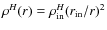 $\rho^H(r) = \rho^H_{\rm in}
(r_{\rm in} / r)^2$