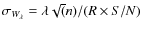 $\sigma _{W_\lambda}=\lambda\sqrt(n)/(R\times S/N)$