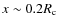 $x\sim 0.2 R_{\rm c}$
