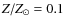 $Z/Z_{\odot} = 0.1$