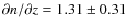 $\partial n/\partial z=1.31\pm0.31$
