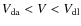 $V_{\rm da} < V < V_{\rm dl}$