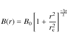 \begin{displaymath}B(r)=B_0\left[1+\frac{r^2}{r_{\rm c}^2}\right]^{\frac{-3\mu}{2}}
\end{displaymath}
