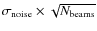 $\sigma_{\rm noise}\times \sqrt{N_{\rm beams}}$