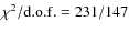 $\chi^2/{\rm d.o.f.}=231/147$