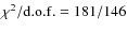 $\chi^2/\rm {d.o.f.}=181/146$