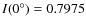 $I(0^\circ)=0.7975$