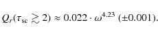 \begin{displaymath}%
Q_r(\tau_{{\rm sc}}\gtrsim2) \approx 0.022 \cdot \omega^{4.23}~ (\pm 0.001).
\end{displaymath}