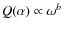 $Q(\alpha)\propto \omega^b$