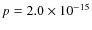 $p=2.0\times 10 ^{-15}$