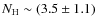 $N_{\rm H}\sim(3.5\pm1.1)$