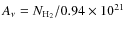 $A_{\rm\nu} = N_{{\rm H}_{2}}{/}0.94 \times 10^{21}$