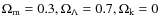 $\Omega_{\rm m} = 0.3, \Omega_{\rm
\Lambda} = 0.7, \Omega_{\rm k} = 0$