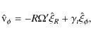 \begin{displaymath}
{\rm\hat v}_{\phi} = - R \Omega ' \hat \xi_{R} +\gamma_{t} \hat \xi_{\phi},
\end{displaymath}