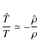 \begin{displaymath}
{{\hat T} \over T}\simeq -{{\hat \rho}\over \rho}
\end{displaymath}