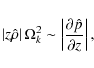 \begin{displaymath}
\left\vert z\hat \rho \right\vert \Omega _k^2 \sim \left\vert{\partial \hat p \over {\partial z}}\right\vert,
\end{displaymath}
