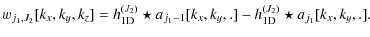 $\displaystyle %
w_{j_1,J_2}[k_x,k_y,k_z] = h^{(J_2)}_{{\rm 1D}} \star a_{j_1-1}[k_x,k_y,.]
- h^{(J_2)}_{{\rm 1D}} \star {a_{j_1}}[k_x,k_y,.].$