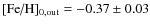 $[\mbox{Fe/H}]_{0,{\rm out}}=-0.37\pm0.03$
