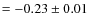$ = -0.23 \pm 0.01$