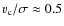$v_{\rm c}/\sigma \approx 0.5$