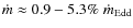 $\dot m \approx 0.9-5.3\%~\dot m_{\rm Edd}$