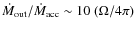 $\dot M_{\rm out}/\dot M_{\rm acc} \sim 10~(\Omega/4\pi)$