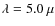 $\lambda = 5.0~\mu$