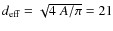 $d_{\rm eff} = \sqrt{4~A/\pi} = 21$