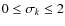$0 \leq \sigma_k \leq 2$