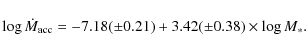 \begin{displaymath}%
\log \dot M_{\rm {acc}}=-7.18(\pm0.21)+3.42(\pm0.38)\times \log M_*.
\end{displaymath}
