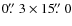 $0\hbox{$.\!\!^{\prime\prime}$ }3\times 15\hbox{$.\!\!^{\prime\prime}$ }0$